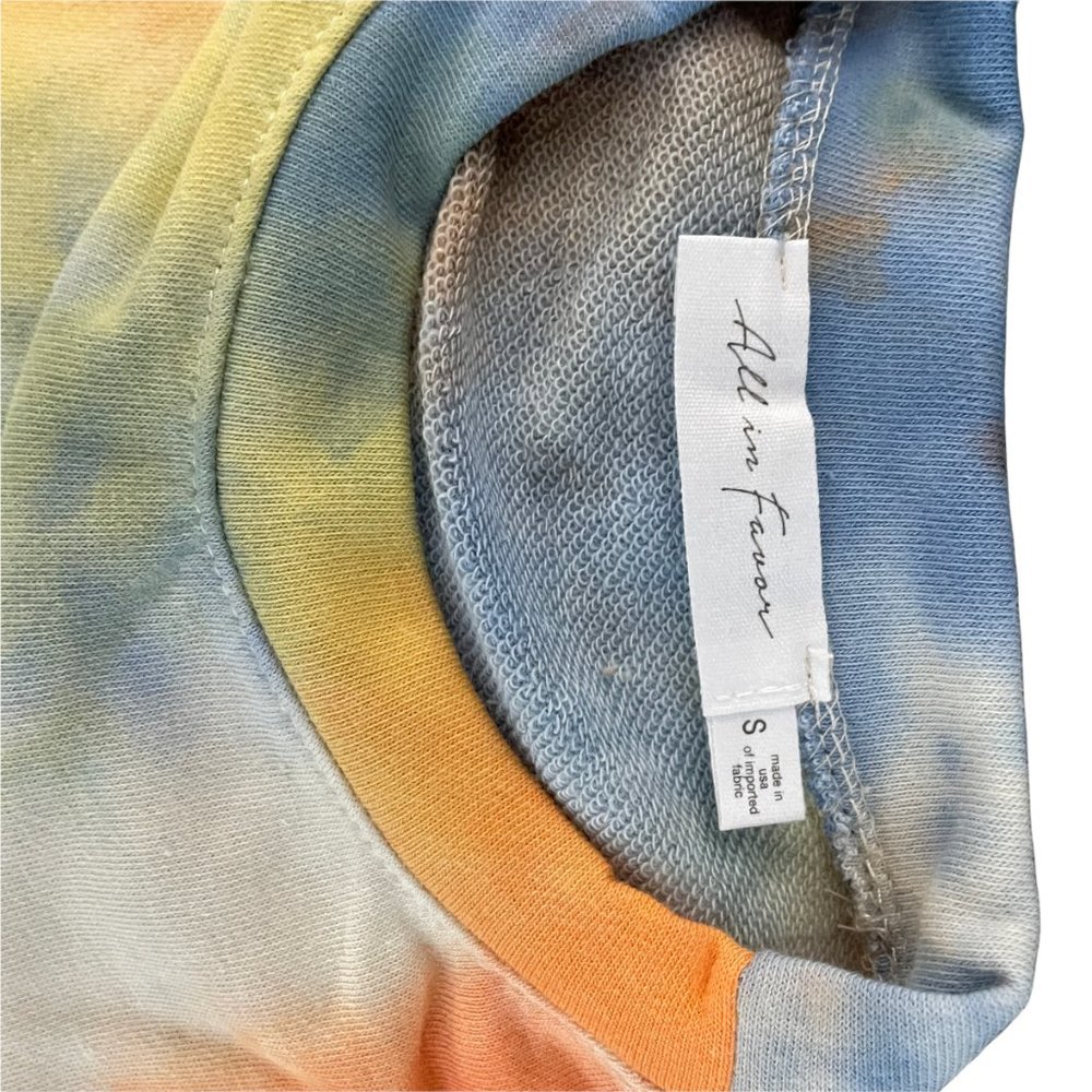 All In Favor Women's Tie Dye Blue Orange Crew Neck Pullover Sweatshirt Small - Picture 6 of 6